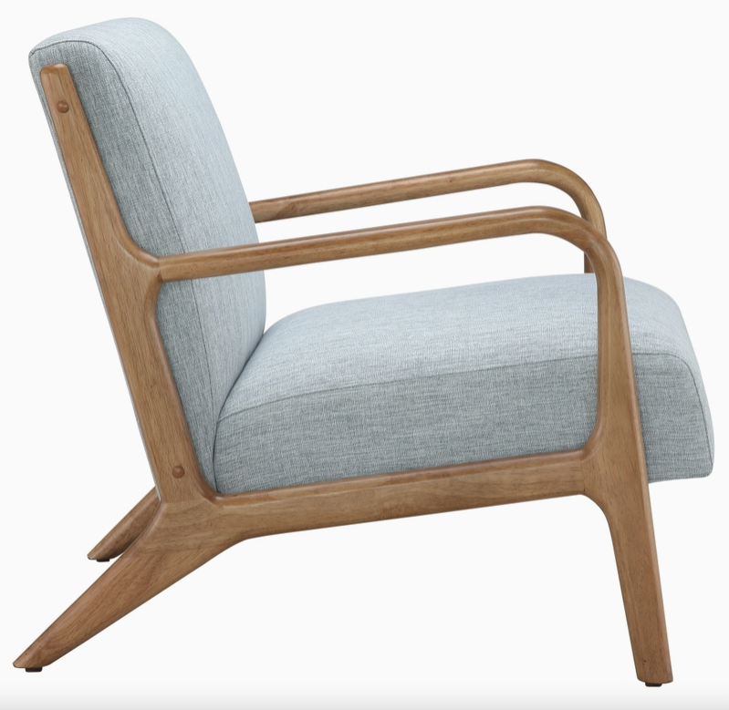 Scandinavian Elm Wood Blue Lounge Chair