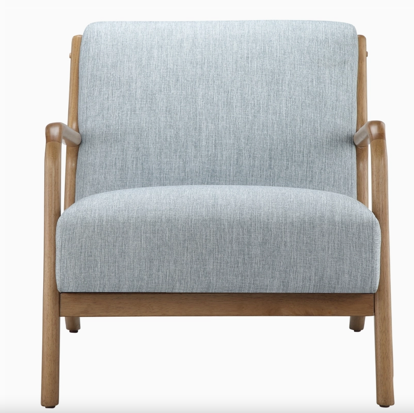 Scandinavian Elm Wood Blue Lounge Chair